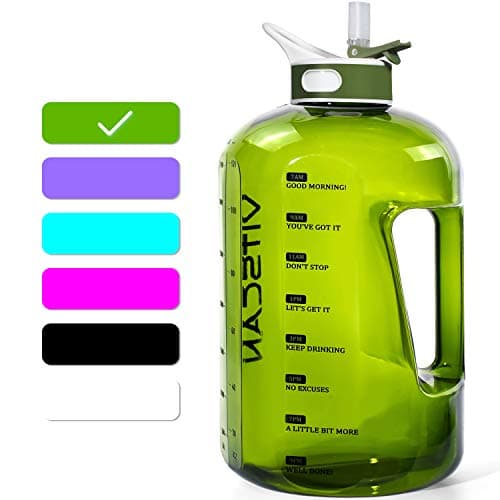 Motivational Green 1 Gallon Time Marker Water Bottle, 128 Oz Sports Jug