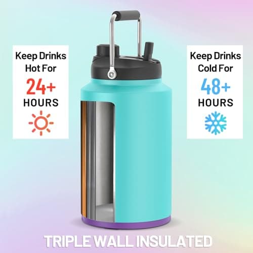 Tronco 1 Gallon Stainless Steel Water Jug, Cold 48 Hrs, BPA Free