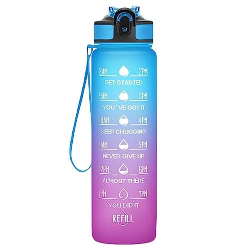 Hyeta 32 oz Motivational Water Bottle with Time Marker, Leakproof Fitness Bottle — Starsky