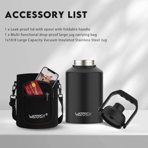 1 Gallon Insulated Water Bottle for Gym and Hiking, BPA Free & Leak Proof, 128oz Stainless Steel Jug