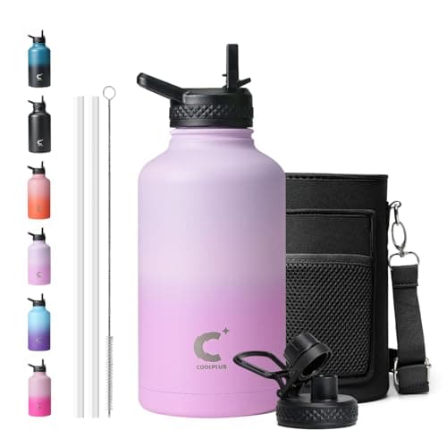 Coolplus Insulated 64 oz Stainless Steel Water Bottle, Keep Cold 48 Hrs, Blue Black — Purple