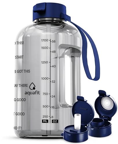 Gym Water Bottle with Time Marker and Straw - 64 oz, BPA Free - Aqua — Clarity