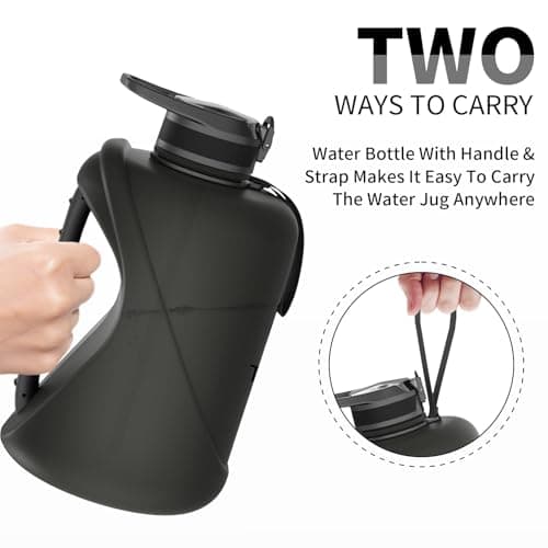 TOOFEEL 1 Gallon BPA Free Water Bottle with Straw & Chug Lid - Black