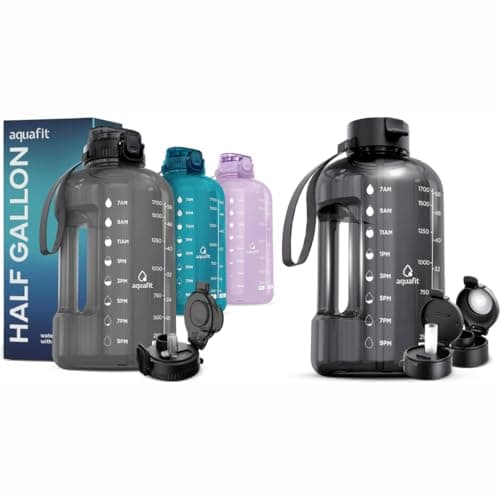 AQUAFIT 2 Pack - 2 x Half Gallon Water Bottle with Time Marker