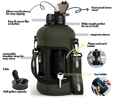 H2O Capsule 2.2L BPA Free Water Bottle with Handle & Straw Lid - Large Reusable Jug