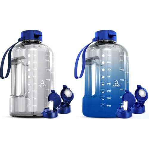 AQUAFIT 2 Pack 2 x 1 Gallon BPA Free Water Bottle with Straw