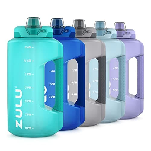 ZULU Goals Large Water Bottle 64oz/128oz with Time Marker, BPA-Free | Gym, Camping Essential