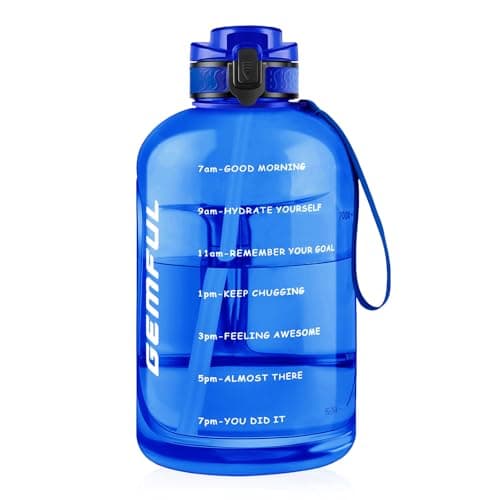 GEMFUL 3 Liter Straw Water Bottle with Time Marker — Royal Blue