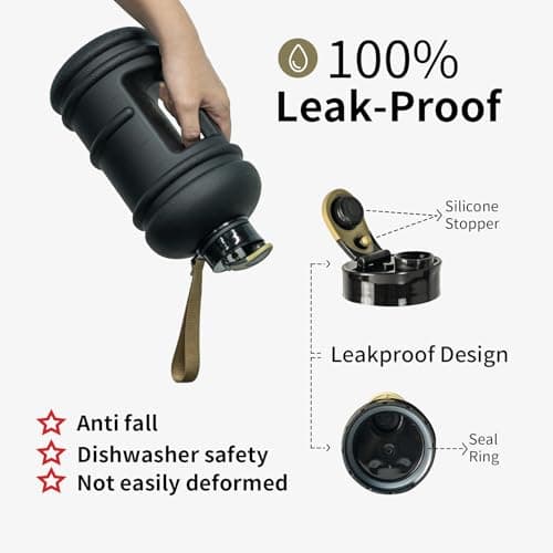 TOOFEEL 2 Liter BPA Free Water Bottles - Matte Black, Ideal for Gym and Reusable Sports Drink Container