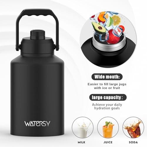 1 Gallon Insulated Water Bottle for Gym and Hiking, BPA Free & Leak Proof, 128oz Stainless Steel Jug