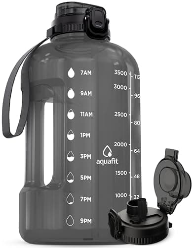 1 Gallon Water Bottle with Time Marker and Straw - BPA Free Gym Bottle