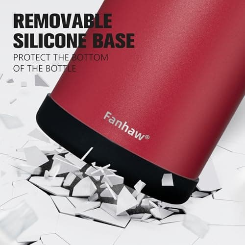 Fanhaw 64 oz Red Stainless Steel Insulated Water Bottle (Straw, Spout, Carabiner Lids)