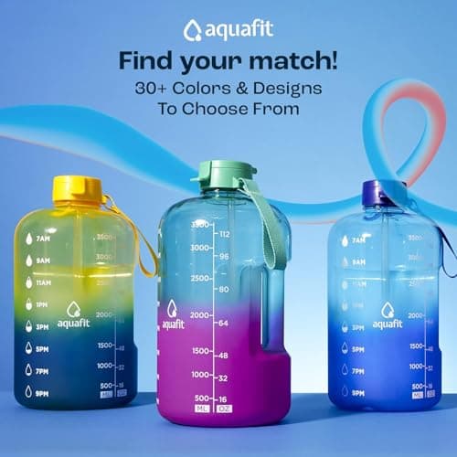 AQUAFIT 2 Pack - BPA Free 1 & 64 oz Water Bottles With Straw