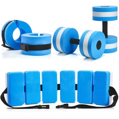 Aquatic Exercise Set with Ankle Swimming Weights, Dumbbells, and Swim Belt