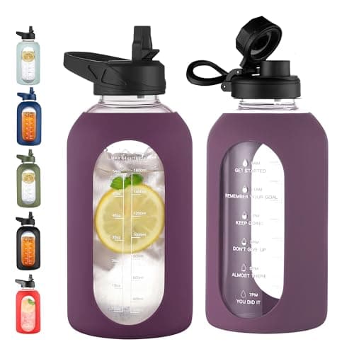 CIVAGO 64 oz Motivational Water Bottle with Straw, Black — Mauve