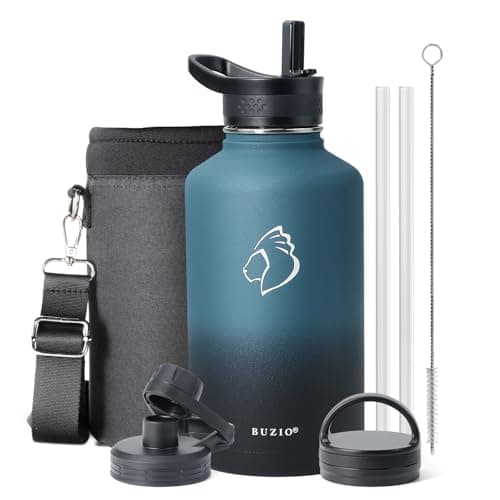 Buzio 64 oz Insulated Water Bottle, Cold Proof 48 Hrs, Stainless Steel, Indigo Crush