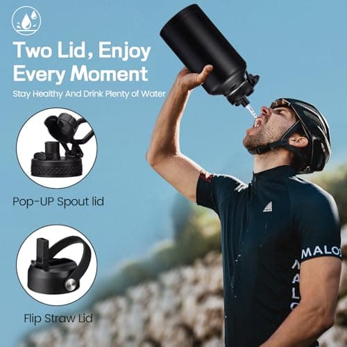 48H Cold, 24H Hot Stainless Steel Water Bottle with Straw, 64oz Insulated Jug for Men and Women