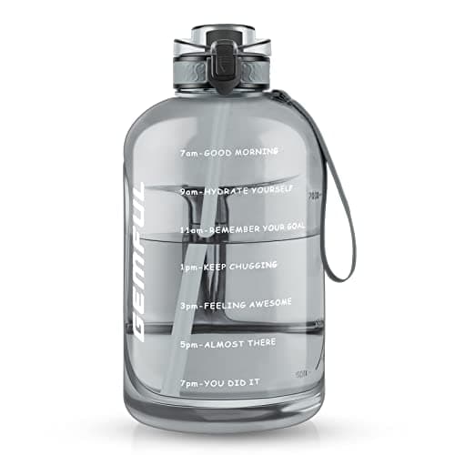 GEMFUL 3 Liter Straw Water Bottle with Time Marker