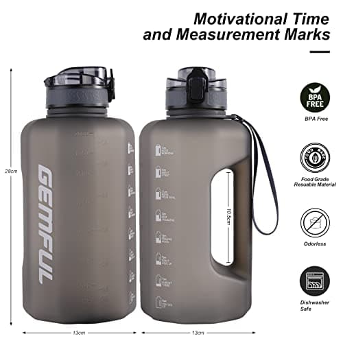 GEMFUL 74oz BPA-Free Water Bottle with Handle for Gym Hiking (Grey)