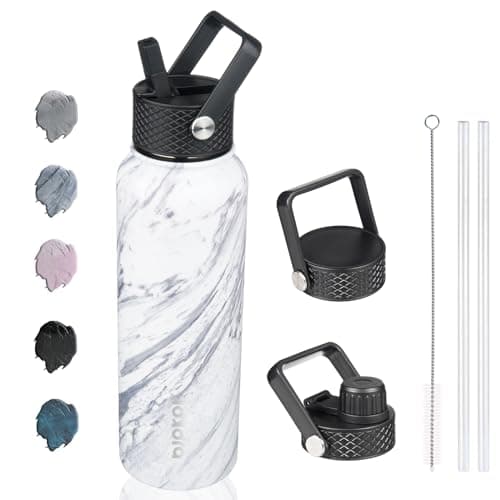 BJPKPK Insulated 64oz Water Bottles with Straw Lid & Paracord Handle, Thermos for Hot & Cold Liquid, Navy Blue — Frozen