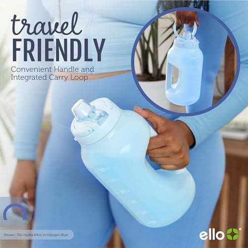Ello Hydra 64oz Leak Proof Water Jug with Straw, Motivational Markers, BPA Free