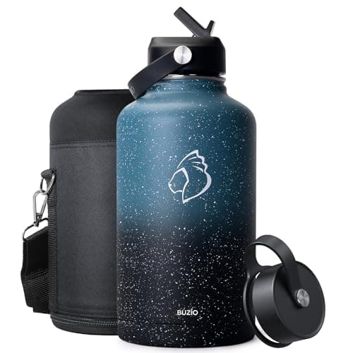 Buzio 1 Gallon Stainless Steel Water Jug, Black Keep Cold 48H & Hot 24H — Starry Indigo
