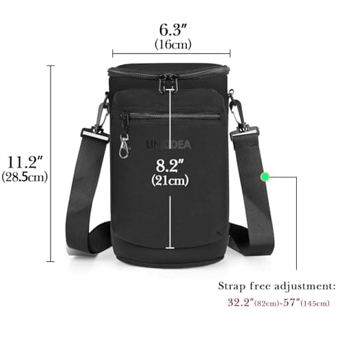 Linkidea 1 Gallon Neoprene Water Bottle Carrier with PhonePocket | Black