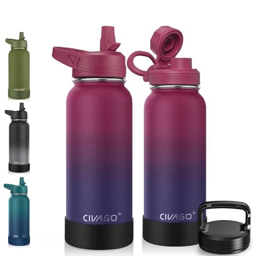 CIVAGO 128 oz Insulated Water Bottle, Black — Classic Dark Rainbow