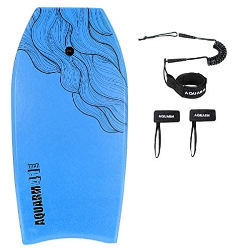 XPE Bodyboard 33/36/41-inch with Wrist Leash & Fin Tethers, Lightweight & Ideal for All Ages — Blue