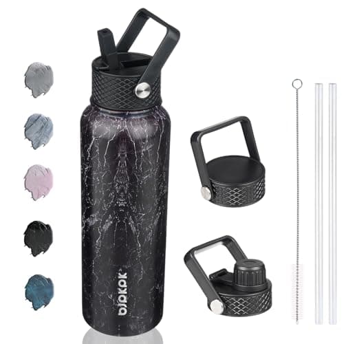 BJPKPK Insulated 64oz Water Bottles with Straw Lid & Paracord Handle, Thermos for Hot & Cold Liquid, Navy Blue — Midnight