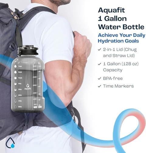 AQUAFIT 2 Pack - 1 Gallon & 64 oz Half Gallon Water Bottles