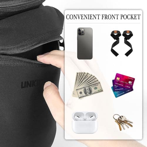 Linkidea 1 Gallon Neoprene Water Bottle Carrier with PhonePocket | Black