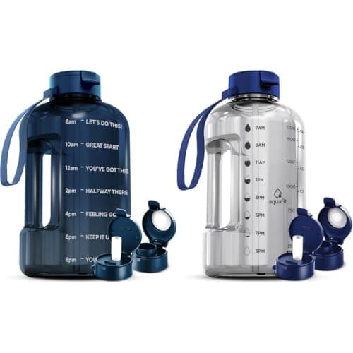 AQUAFIT 2 Pack - Half & Gallon Water Bottles with Time Markers