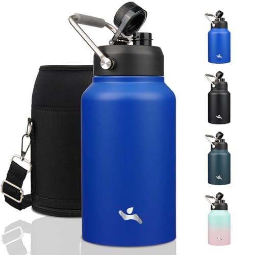 64 oz Insulated Double Wall Stainless Steel Water Bottle with Handle, Purple — Blue