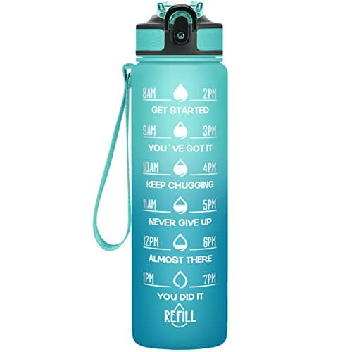 Hyeta 32 oz Motivational Water Bottle with Time Marker, Leakproof Fitness Bottle — Luca