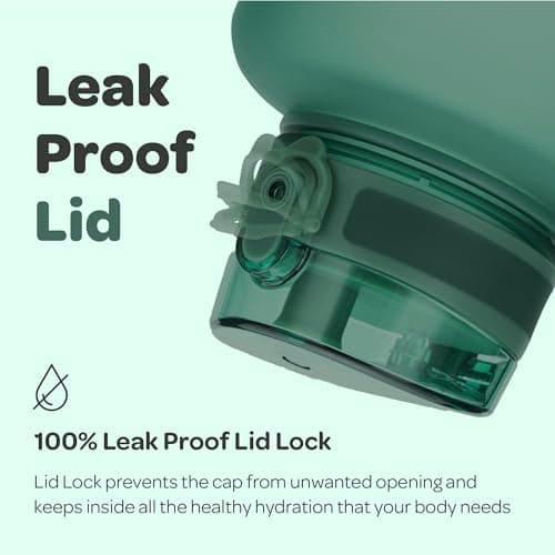 Hydracy Large BPA Free Water Bottle with Time Marker & No Sweat Sleeve