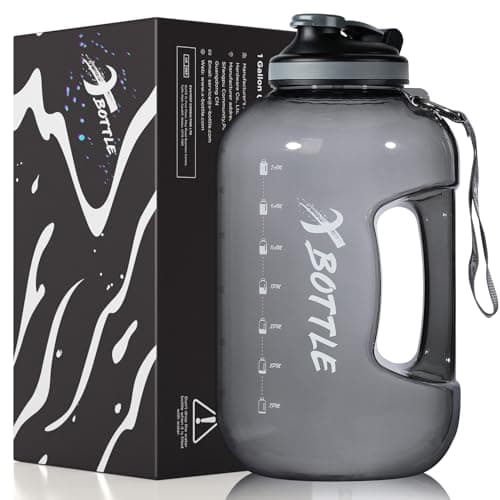 BPA Free 1 Gallon Chug Lid Water Bottle with Motivational Marker and Handle (128oz)