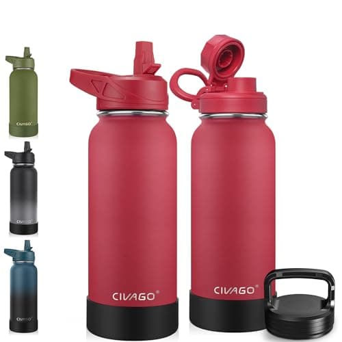 CIVAGO 128 oz Insulated Water Bottle, Black — Classic Ember Red