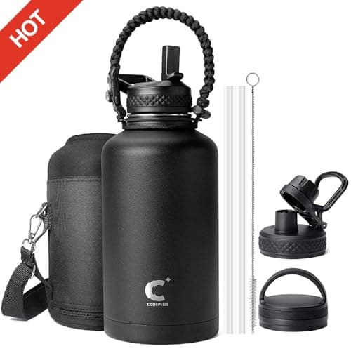 Coolplus Insulated 64 oz Water Bottle, Triple Wall Vacuum Stainless Steel — Black