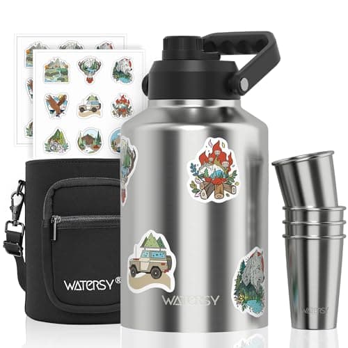 1 Gallon Insulated Water Bottle for Gym and Hiking, BPA Free & Leak Proof, 128oz Stainless Steel Jug — Stainless Steel