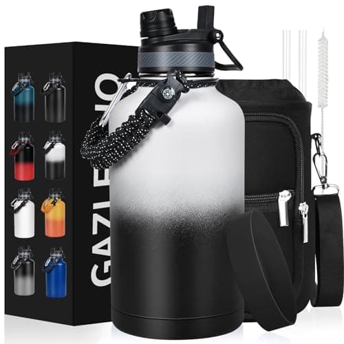 1 Gallon Insulated Stainless Steel Water Bottle, Leak Proof, 128 oz Jogging Camping — Day Night