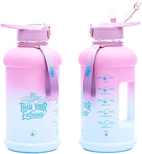 INSPO Gallon Water Bottle with Time Marker & Straw, Lotus Blossom — Rainy Ashville