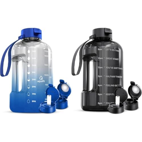 AQUAFIT 2 Pack - 1 Gallon & 64 oz Half Gallon BPA Free Water Bottles