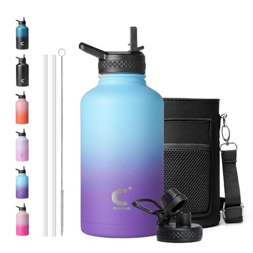 Coolplus Insulated 64 oz Stainless Steel Water Bottle, Keep Cold 48 Hrs, Blue Black — Blue Purple