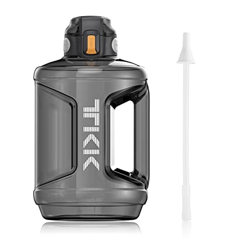 TKK 64oz BPA Free Water Bottle with Straw & Handle for Daily & Gym Use — Black