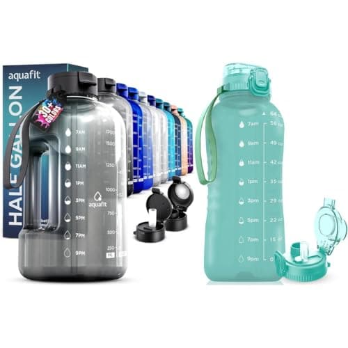 AQUAFIT 2-Pack 64 oz Water Bottles with Time Markers