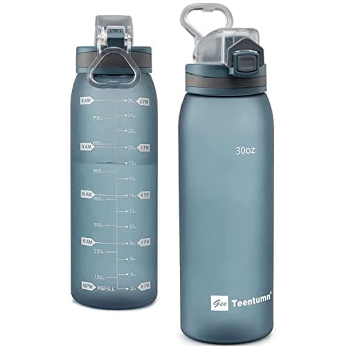 30oz Durable Time Marker Water Bottle for Gym Workouts and Travel — Midnight Blue
