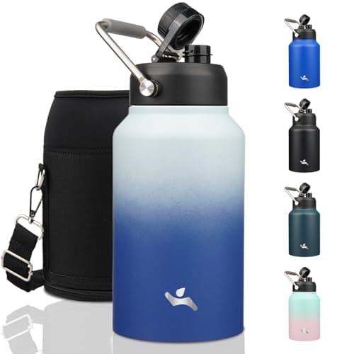 64 oz Insulated Double Wall Stainless Steel Water Bottle with Handle, Purple — Sky
