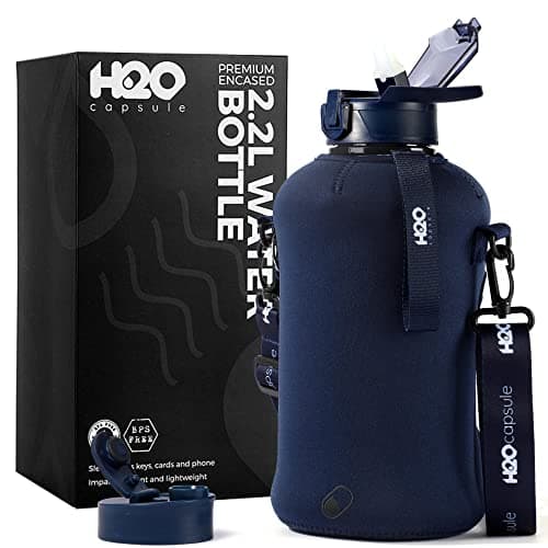 H2O Capsule 2.2L BPA Free Water Bottle with Handle & Straw Lid - Large Reusable Jug — Navy Blue