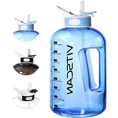 Motivational Green 1 Gallon Time Marker Water Bottle, 128 Oz Sports Jug — Blue